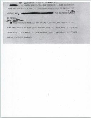 Primary view of object titled '[News Script: Vietnam War update]'.