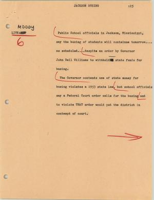 Primary view of object titled '[News Script: Jackson busing]'.