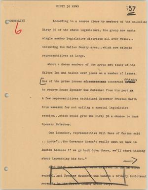 Primary view of object titled '[News Script: Dirty 30 news]'.