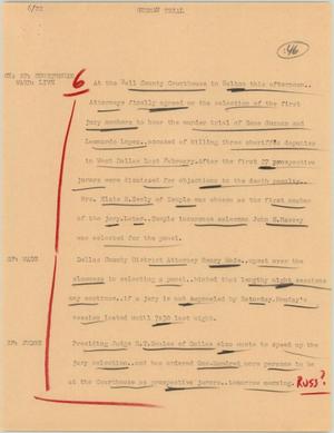 Primary view of object titled '[News Script: Guzman trial]'.