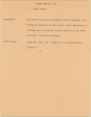 Primary view of object titled '[News Script: Hearing]'.