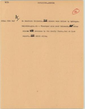 Primary view of object titled '[News Script: Explosion and miners]'.