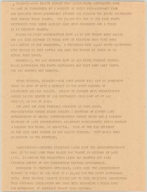 Primary view of object titled '[News Script: Saigon, Fort Benning, and Washington]'.