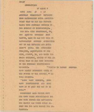 Primary view of object titled '[News Script: Hong Kong's private talks]'.