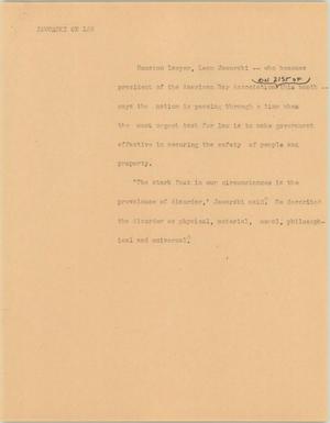 Primary view of object titled '[News Script: Jaworski on law]'.