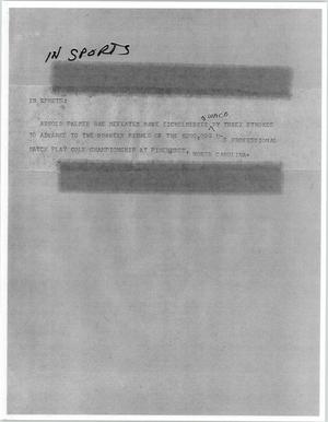 Primary view of object titled '[News Script: In sports]'.