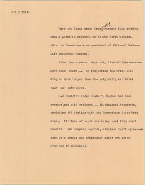 Primary view of object titled '[News Script: SEC trial]'.