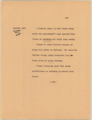 Primary view of object titled '[News Script: Fisher]'.