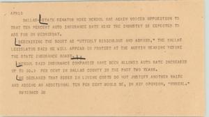 Primary view of object titled '[News Script: Insurance rate]'.