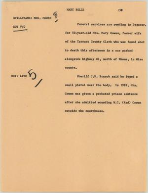 Primary view of object titled '[News Script: Mary Belle]'.