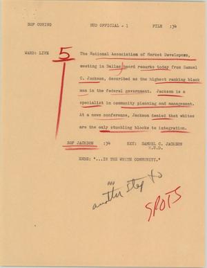 Primary view of object titled '[News Script: Housing and Urban Development Official]'.