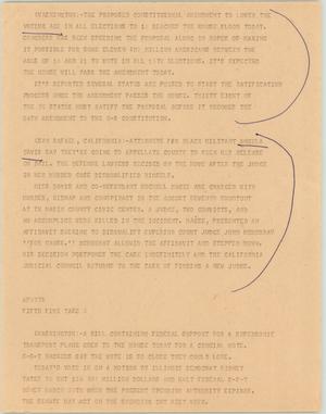 Primary view of object titled '[News Script: Washington and San Rafael update]'.