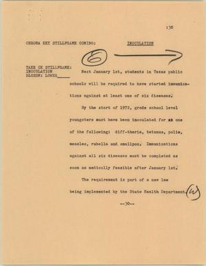 Primary view of object titled '[News Script: Inoculation]'.