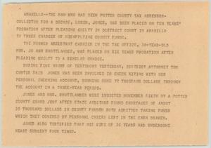 Primary view of object titled '[News Script: Tax collector on embezzlement]'.