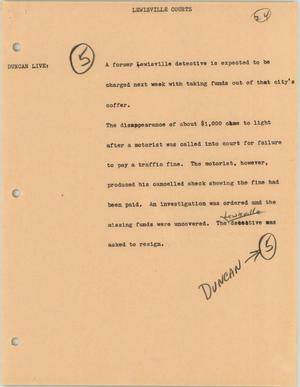 Primary view of object titled '[News Script: Lewisville courts]'.