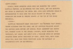 Primary view of object titled '[News Script: Egypt and Israel]'.