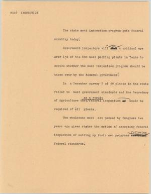 Primary view of object titled '[News Script: Meat inspection]'.