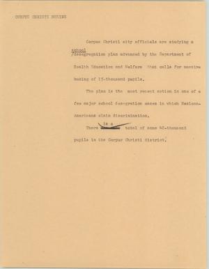 Primary view of object titled '[News Script: Corpus Christi busing]'.