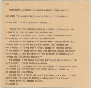 Primary view of object titled '[News Script: Alabama busing]'.