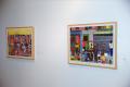 Primary view of [Photograph of two brightly colored art works]