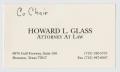 Text: [Business Card for Howard L. Glass]