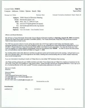 Primary view of object titled '[Email from Shannon Bailey to officers and board members about meeting]'.