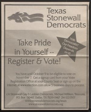 Primary view of object titled '[Texas Stonewall Democratic Caucus voter ad]'.
