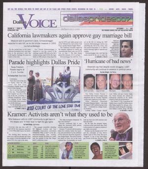 Primary view of object titled 'Dallas Voice (Dallas, Tex.), Volume 24, Issue 18, September 2007'.