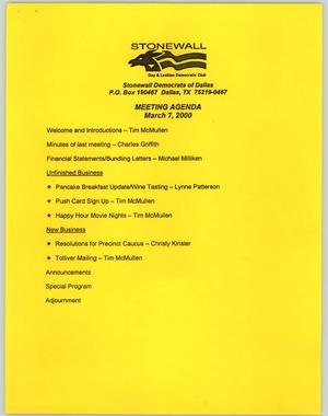 Primary view of object titled '[Agenda for the Stonewall Democrats of Dallas]'.