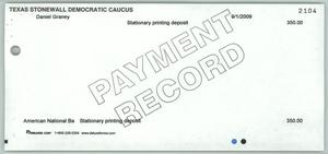 Primary view of object titled '[Payment record for stationary printing deposit]'.