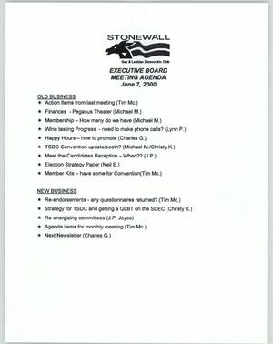 Primary view of object titled '[Agenda for the Stonewall Gay and Lesbian Democratic Club]'.