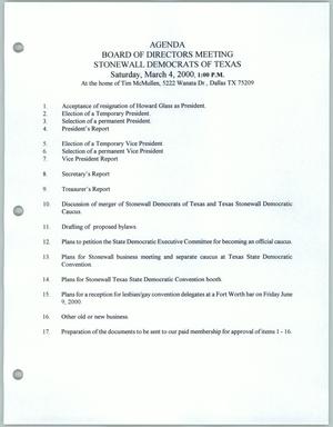 Primary view of object titled '[Agenda for the Board of Directors Meeting Stonewall Democrats of Texas]'.
