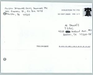 Primary view of object titled '[Envelope Addressed to Al Daniels, Texas Stonewall Democratic Caucus]'.