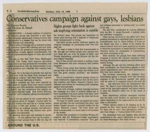 Primary view of object titled '[Clipping: Conservatives campaign against gays, lesbian]'.