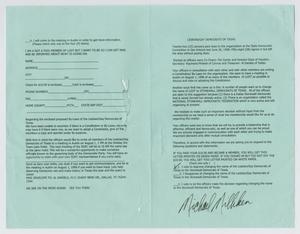 Primary view of object titled '[Lesbian/Gay Democrats of Texas Application for Michael Milliken]'.