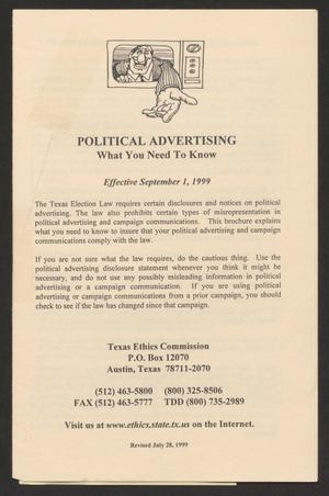 Primary view of object titled 'Political Advertising What You Need to Know'.