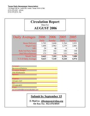 Primary view of object titled '[TDNA Circulation Report, August 2006]'.