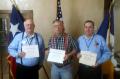 Photograph: [TXSSAR Arlington chapter members holding certificates]