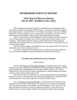 Primary view of object titled '[TDNA Membership Services Report]'.