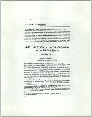 Primary view of object titled '[Clipping: Anti-Gay Violence and Victimization in the United States]'.