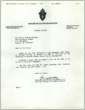 Primary view of object titled '[Letter from Enrique San Pedro to Bill White, October 18, 1990]'.