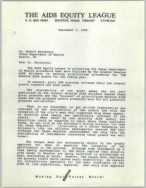 Primary view of object titled '[Letter from Eugene M. Harrington to Robert Bernstein, September 5, 1990]'.
