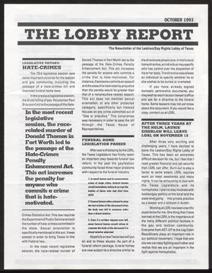 Primary view of object titled 'The Lobby Report, October 1993'.