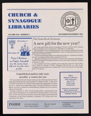 Primary view of object titled 'Church & Synagogue Libraries, Volume 30, Number 3, November/December 1996'.