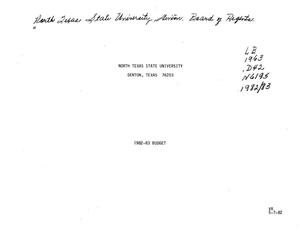 Primary view of object titled 'North Texas State University Budget: 1982-1983'.
