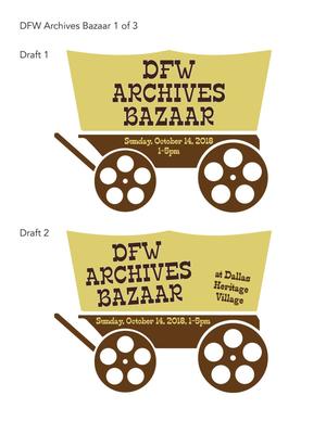 Primary view of object titled '[DFW Archives Bazaar logo drafts]'.