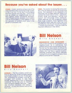 Primary view of object titled '[Flyer about the Bill Nelson campaign]'.