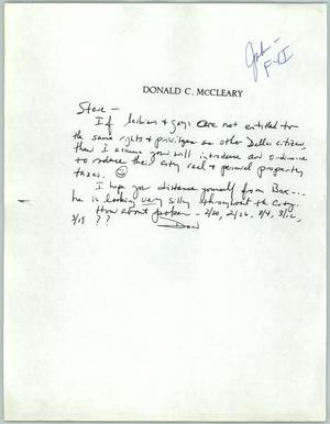 Primary view of object titled '[Letter from Donald C. McClearly to Steve]'.