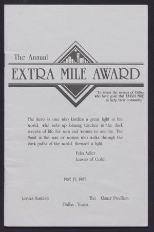 Primary view of object titled '[The Annual Extra Mile Award booklet - May 15, 1993]'.
