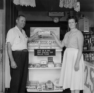 Primary view of object titled '[Featuring product at Oaks Drive In Grocery]'.